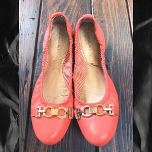 Tahari by Eli Tahari coral leather ballet flats